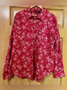 NWT Lauren Ralph Lauren Red Floral Button-Up Shirt size XXL